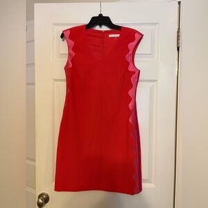 Trina Turk Red Dress with Pink Trim